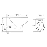 Scudo Belini Rimless Back To Wall Pan dimensions