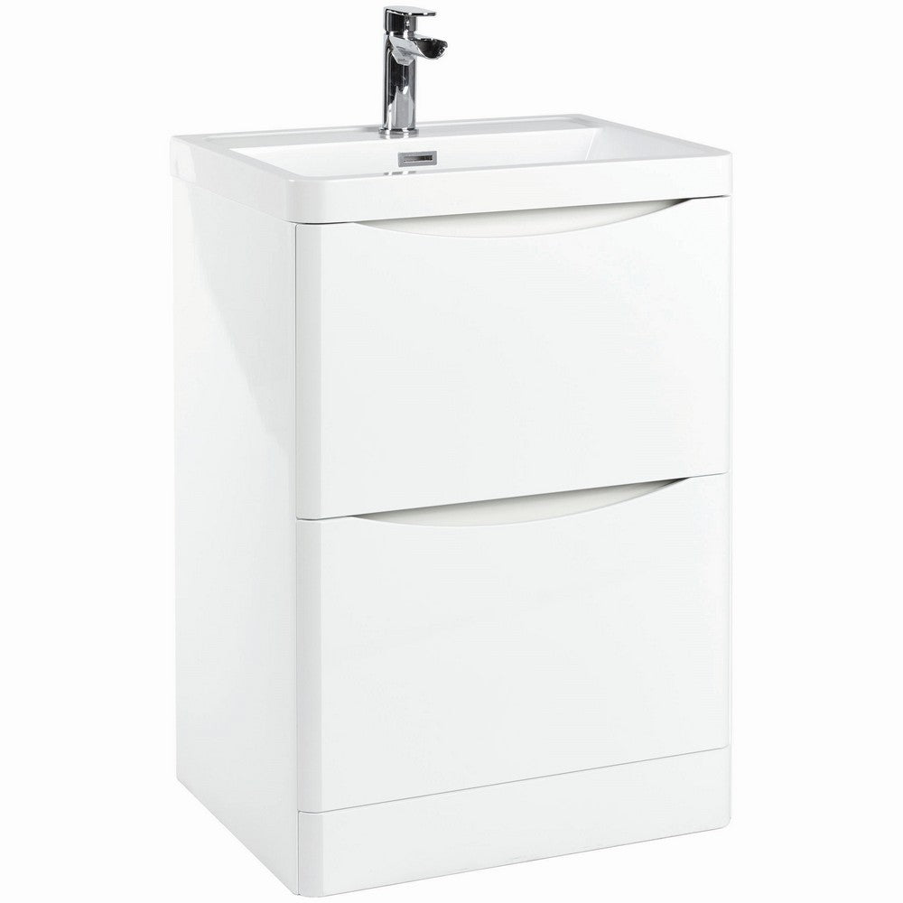 Scudo Bella 600mm Gloss White Floorstanding Vanity Unit with Basin