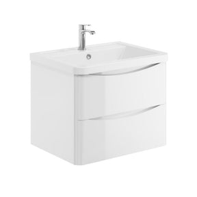 Scudo Bella 600mm Gloss White Wall Mounted Vanity Unit with Basin