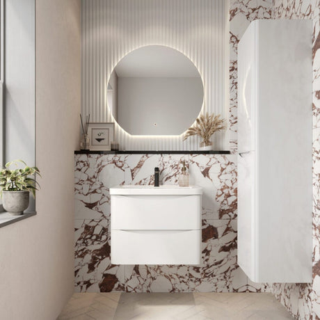 Scudo Bella 600mm Gloss White Wall Mounted Vanity Unit with Basin Bathroom Setting