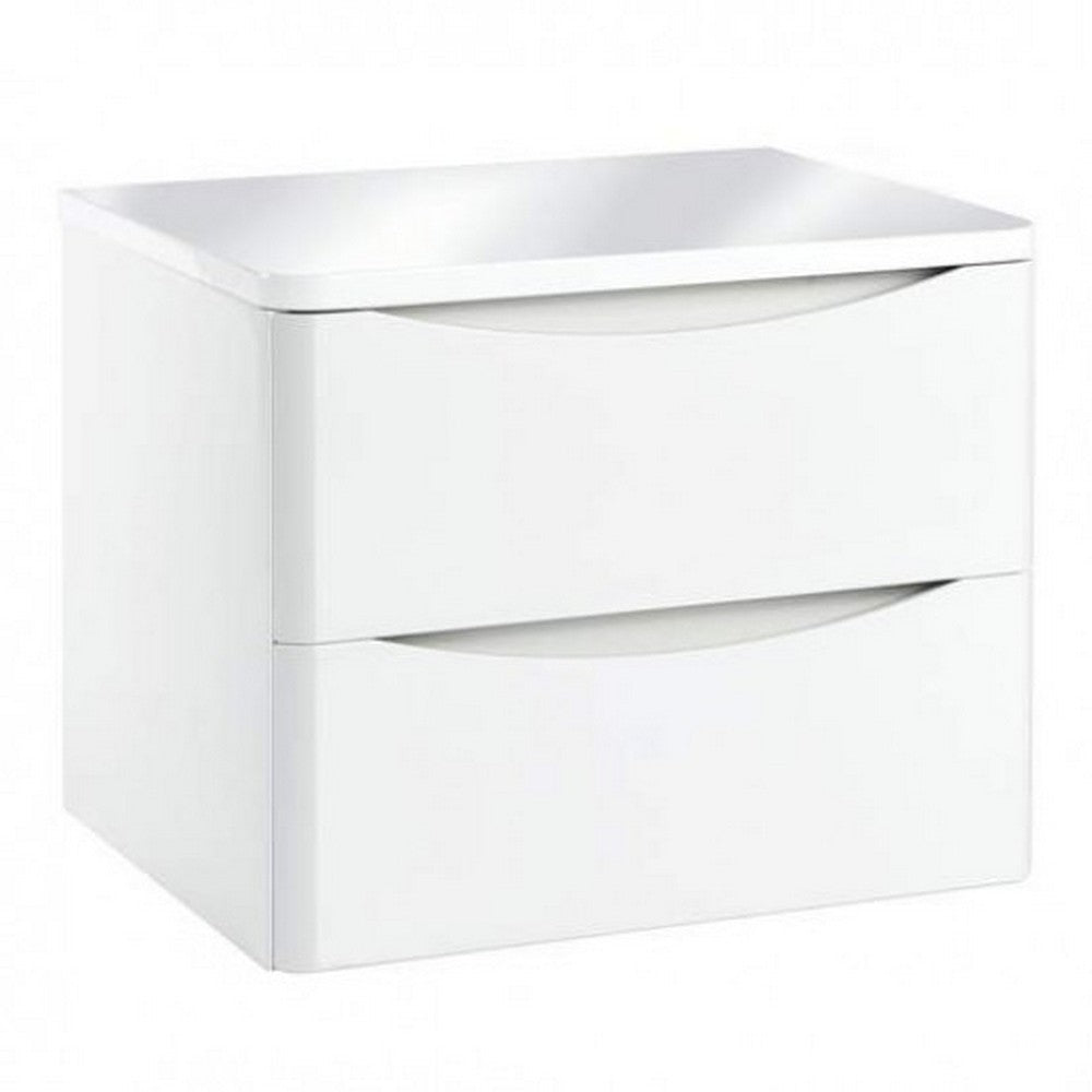 Scudo Bella 600mm Gloss White Wall Mounted Vanity Unit with Countertop