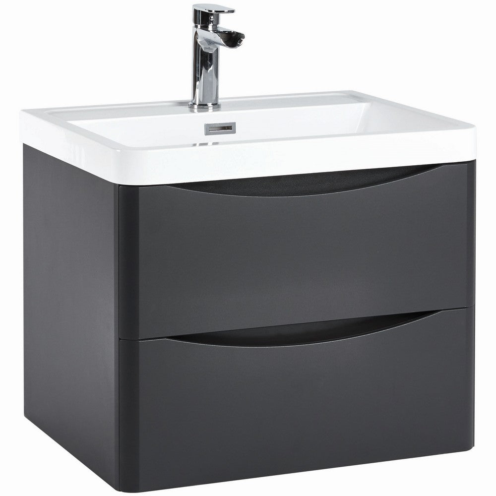 Scudo Bella 600mm Matt Grey Wall Mounted Vanity Unit with Basin