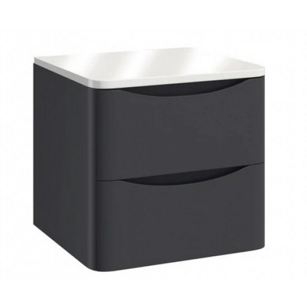 Scudo Bella 600mm Matt Grey Wall Mounted Vanity Unit with Countertop