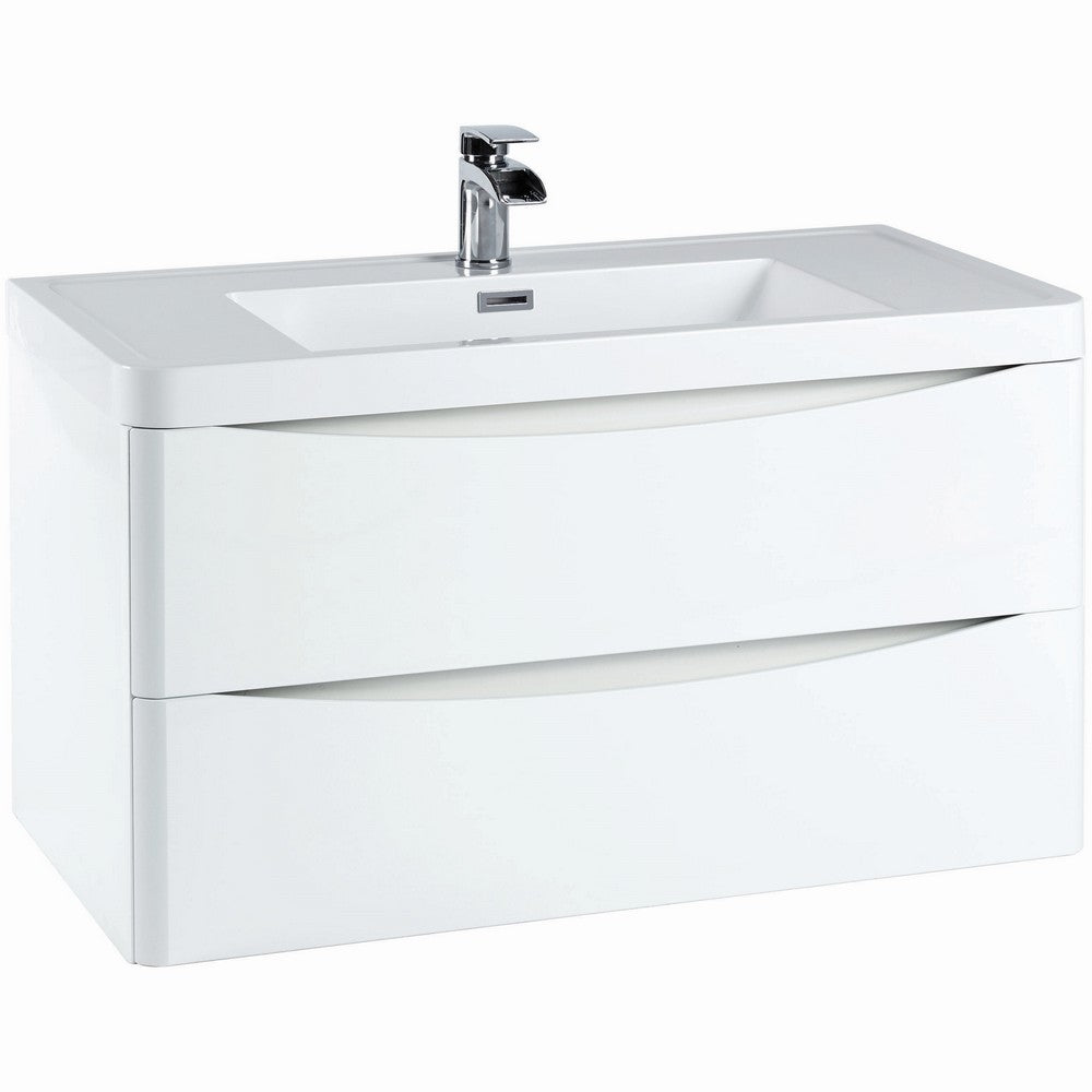 Scudo Bella 900mm Gloss White Wall Mounted Vanity Unit with Basin