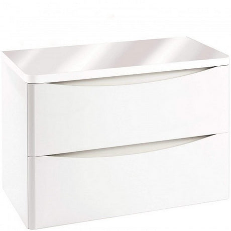 Scudo Bella 900mm Gloss White Wall Mounted Vanity Unit with Countertop