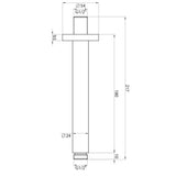 Scudo Black Rounded Ceiling Mounted Shower Arm BLACK015ORBL Dimensions