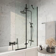 SCREEN007 Scudo Black Square 900mm Pivot Bath Screen and Fixed Panel (1)