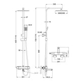Scudo Block Chrome Square Rigid Riser Shower with Bath Filler Dimensions