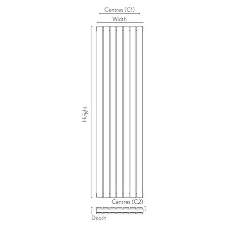 Scudo Bravo 1600 x 544mm White Vertical Double Designer Radiator Dimensions