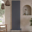 Scudo Bravo 1800 x 476mm Anthracite Vertical Single Designer Radiator