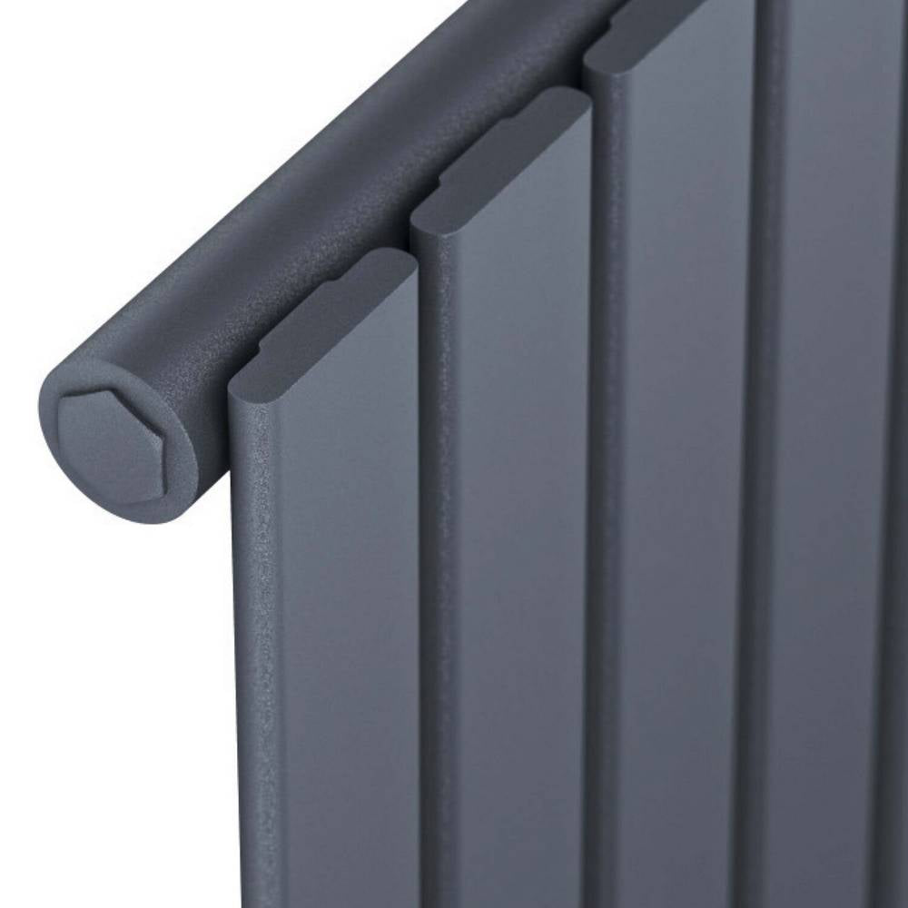 Scudo Bravo 1800 x 476mm Anthracite Vertical Single Designer Radiator Closeup