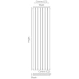 Scudo Bravo 1800 x 476mm Anthracite Vertical Single Designer Radiator Dimension