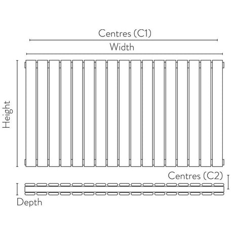 Scudo Bravo 600 x 750mm Anthracite Horizontal Double Designer Radiator Dimensions