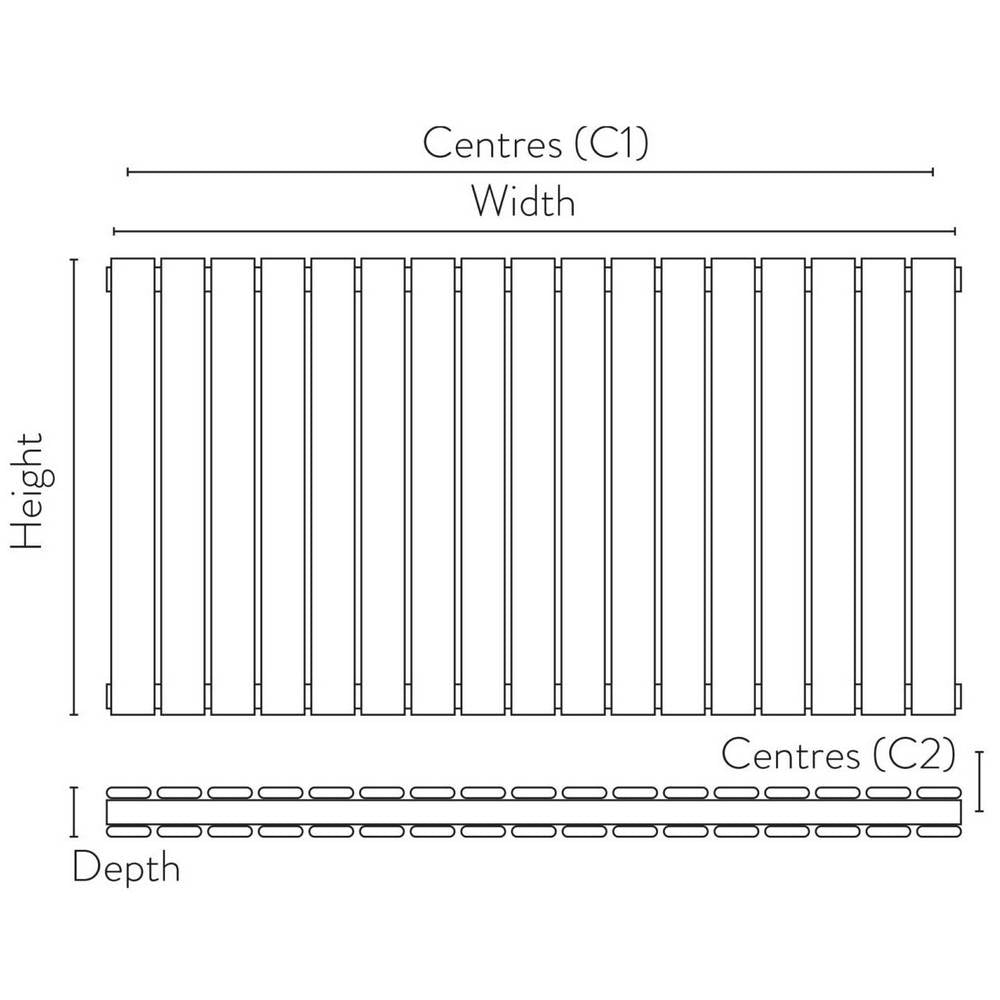 Scudo Bravo 600 x 886mm White Horizontal Double Designer Radiator Dimensions