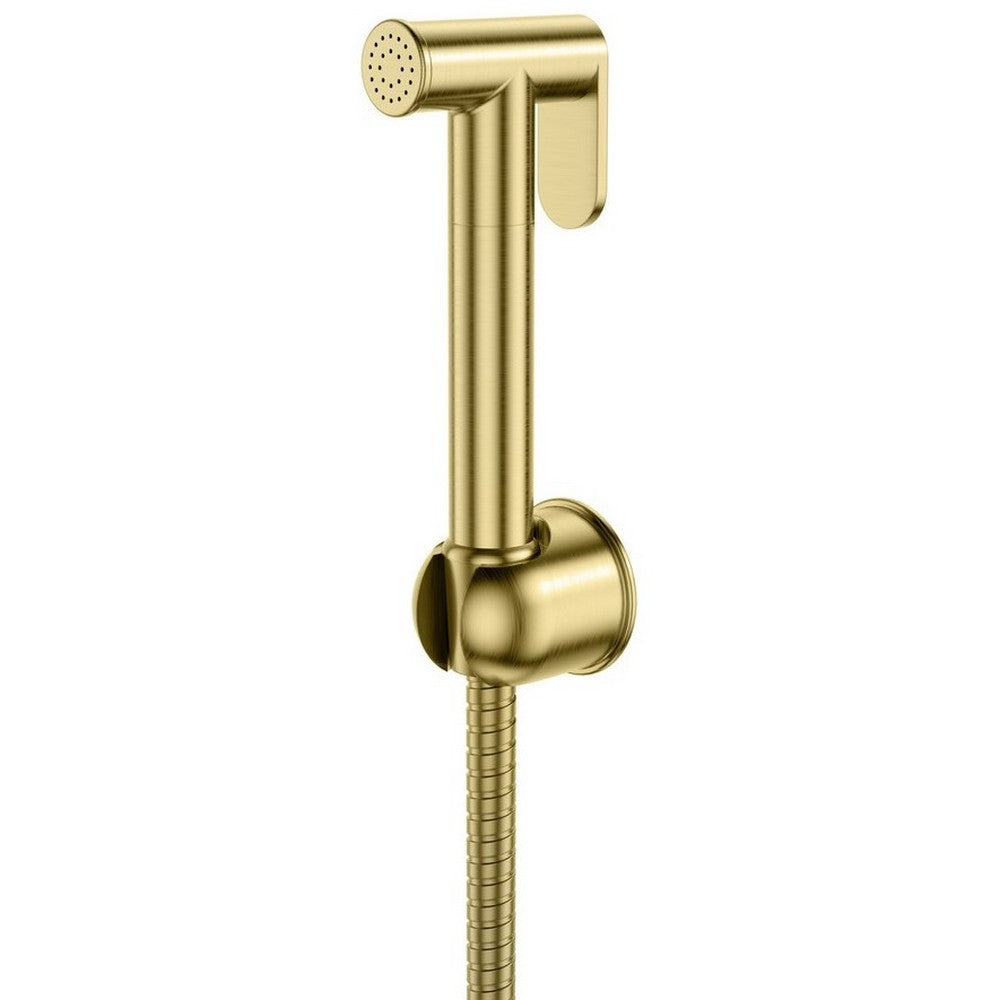 Scudo Brushed Brass Douche Handset with Flexi Hose and Holder