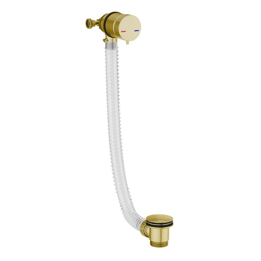 Scudo Brushed Brass Overflow Bath Filler with Waste