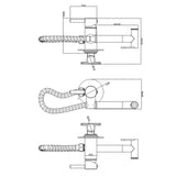 Scudo Brushed Nickel Douche Handset with Outlet Elbow Manual Mixer dimensions
