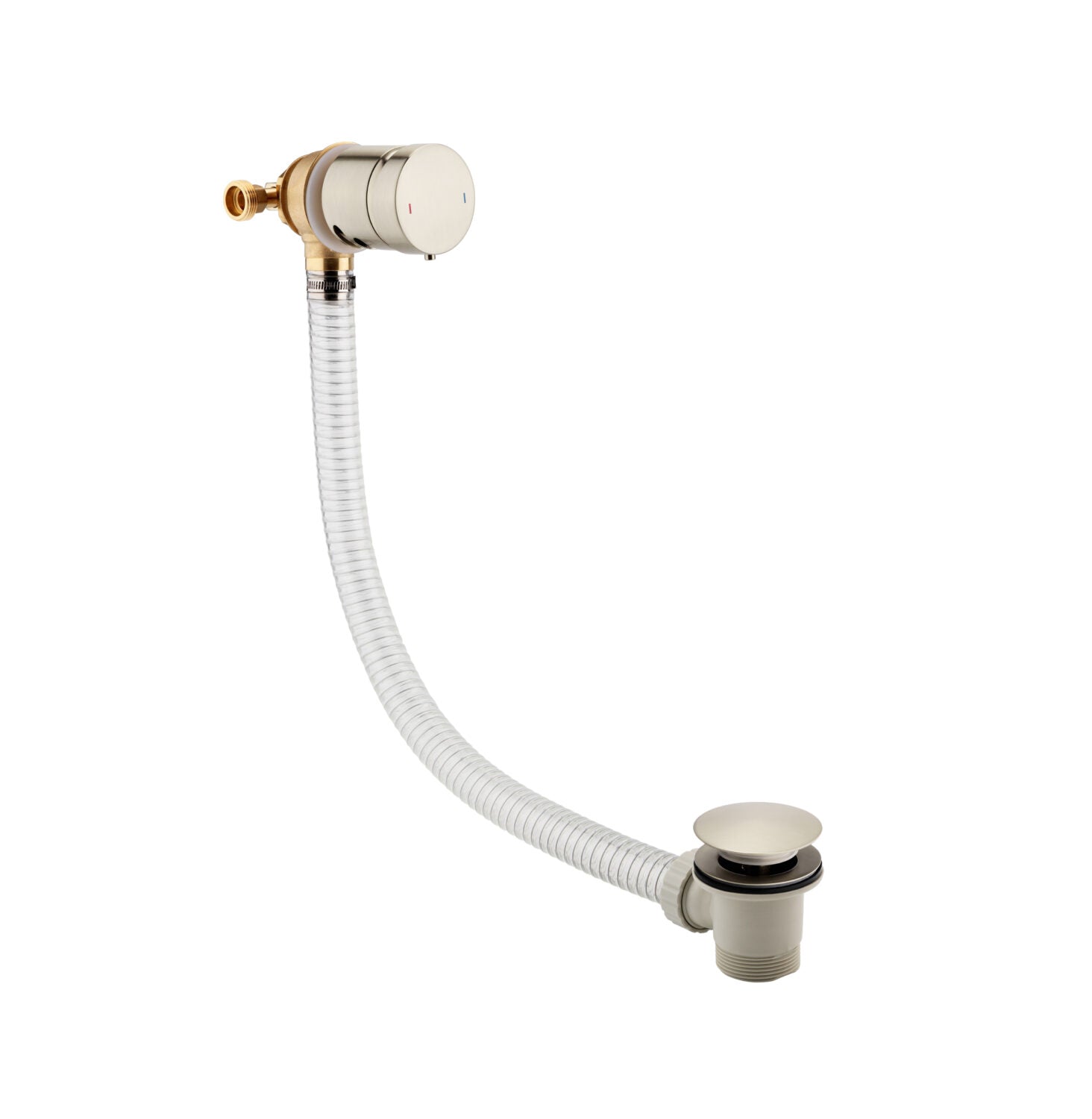Scudo Brushed Nickel Overflow Bath Filler with Waste