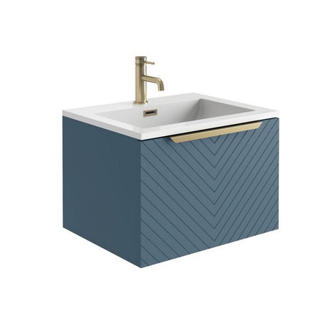 Scudo Chevron 600mm Twilight Blue Wall Mounted Vanity Unit with Basin