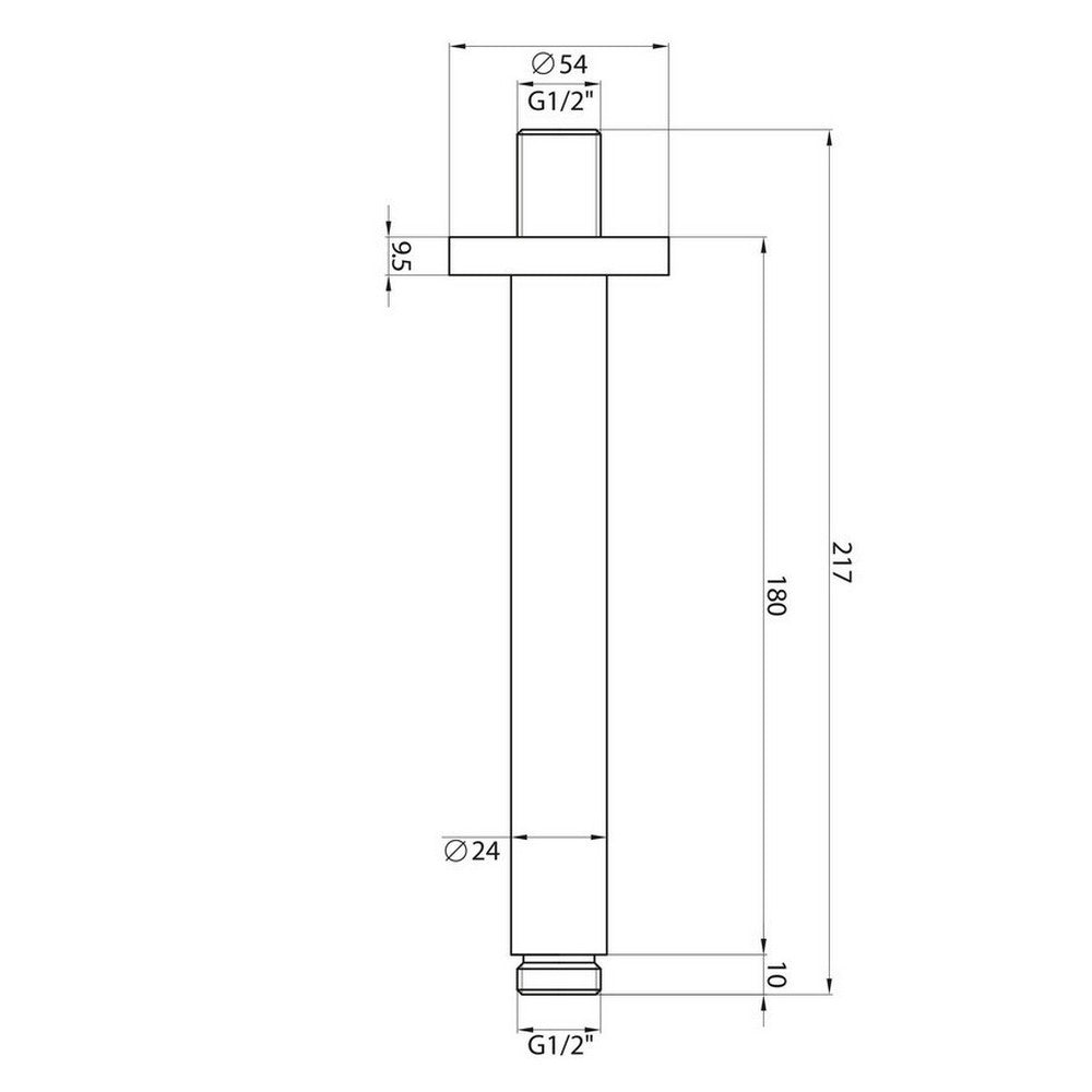 Scudo Chrome Round Ceiling Mounted Shower Arm Dimensions