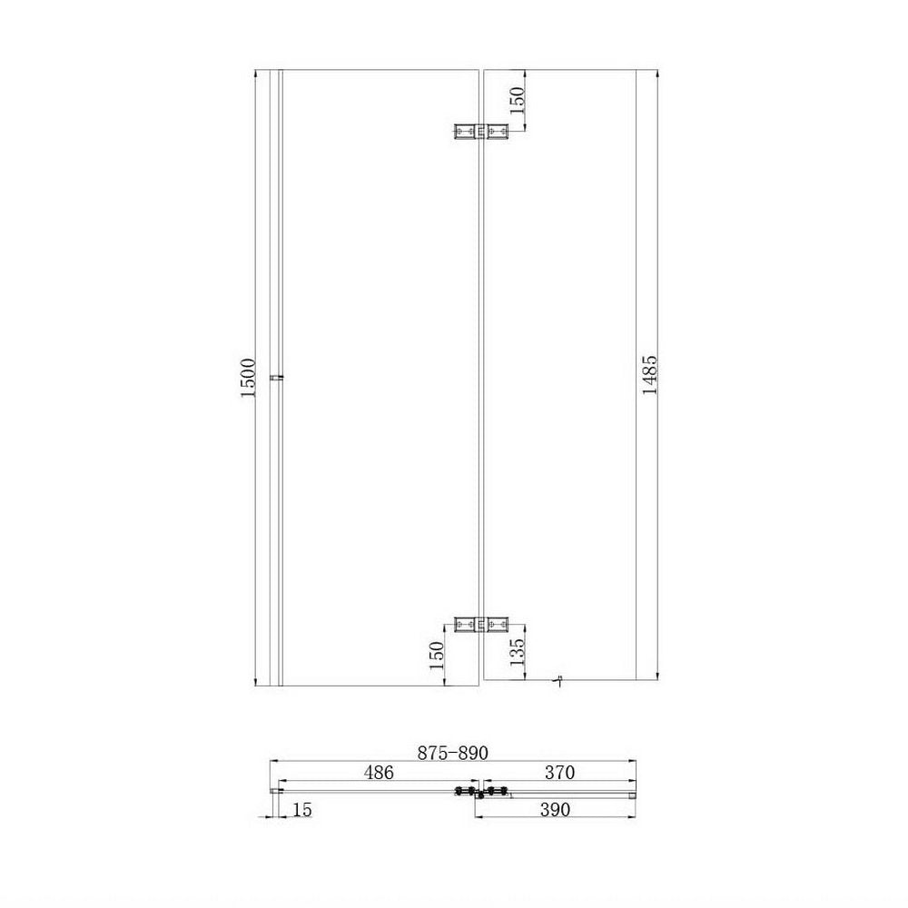 SCREEN006 Scudo Chrome Square 900mm Pivot Bath Screen and Fixed Panel (2)
