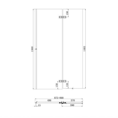 SCREEN006 Scudo Chrome Square 900mm Pivot Bath Screen and Fixed Panel (2)