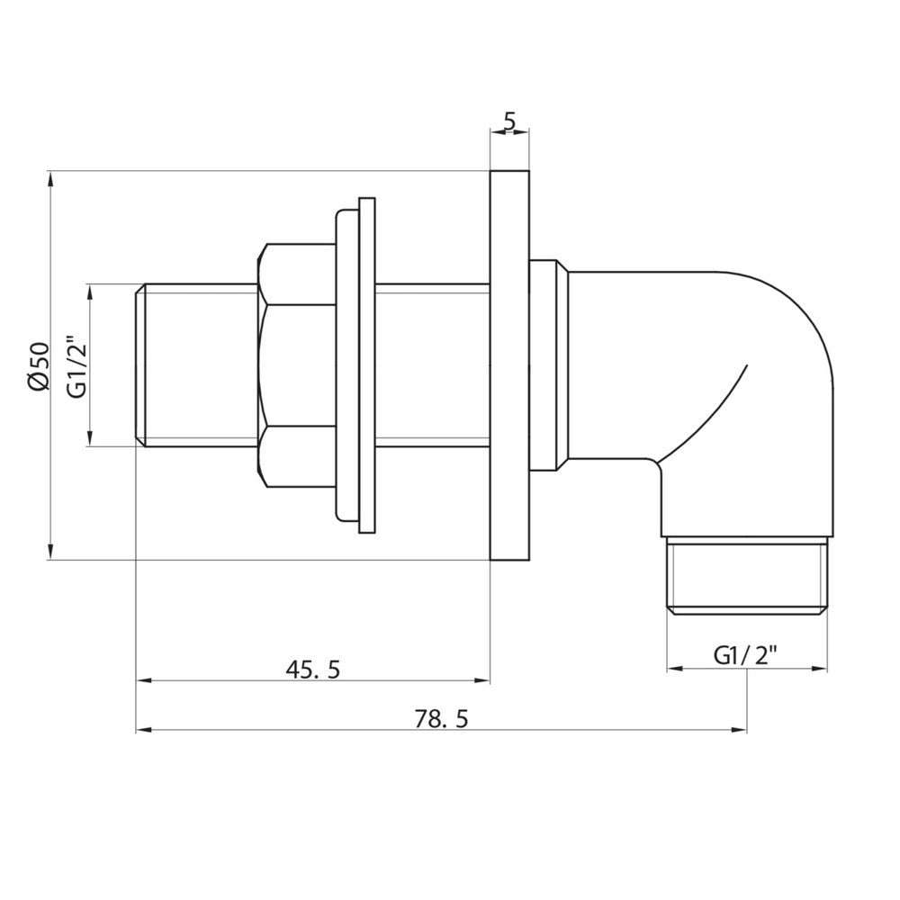 Scudo Chrome Traditional Outlet Elbow Dimensions