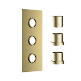 Scudo Concealed Three Outlet Shower Valve with Brushed Brass Plate