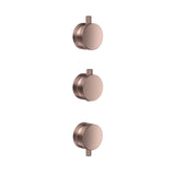Scudo Concealed Three Outlet Shower Valve with Brushed Bronze Plate knurled handle