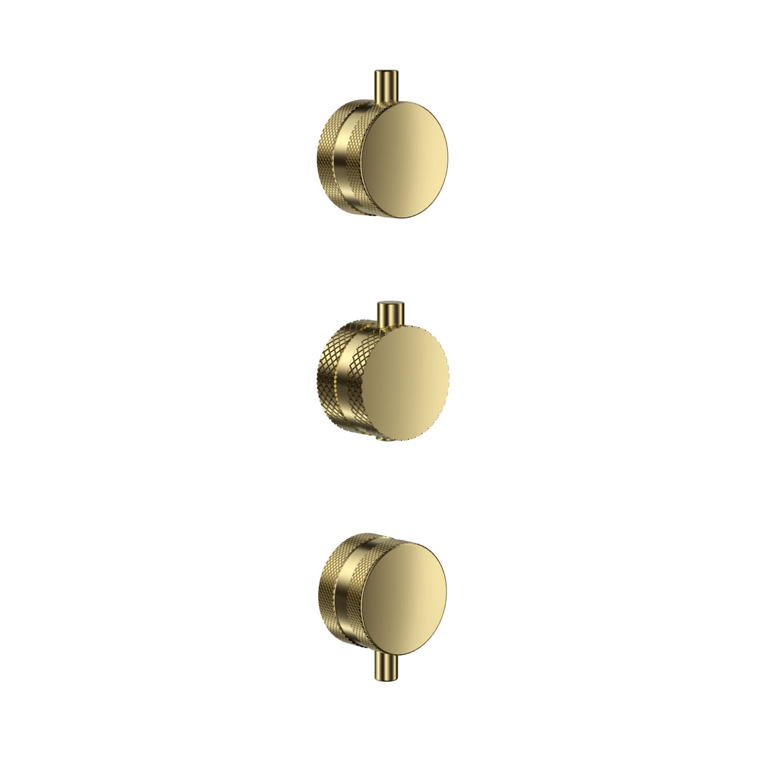 Scudo Concealed Two Outlet Shower Valve with Brushed Brass Plate knurled  handles