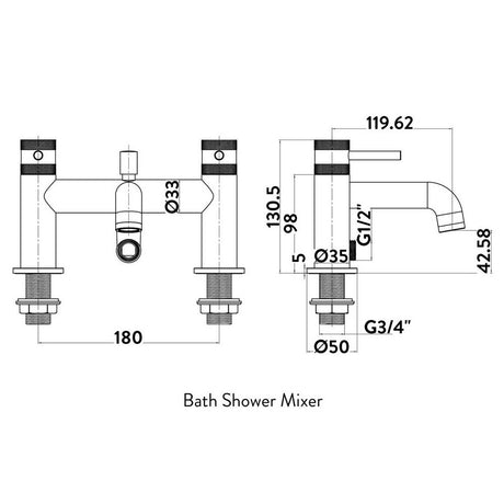 NU-011 Scudo Core Black Bath Shower Mixer (2)