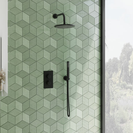 Scudo Core Black Concealed Shower with Fixed Head and Handset lifestyle 1 
