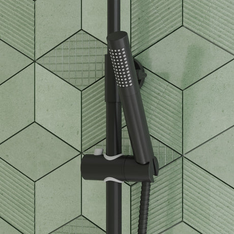 Scudo Core Black Round Rigid Riser Shower lifestyle 2