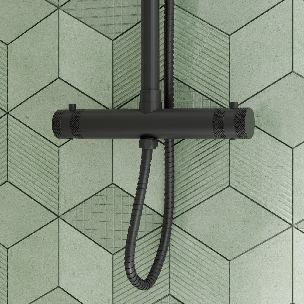 Scudo Core Black Round Rigid Riser Shower lifestyle 3