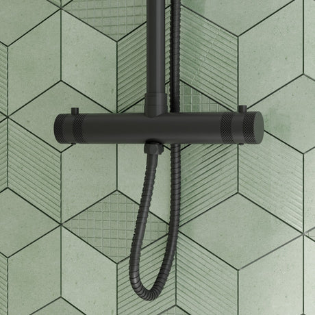Scudo Core Black Round Rigid Riser Shower lifestyle 3