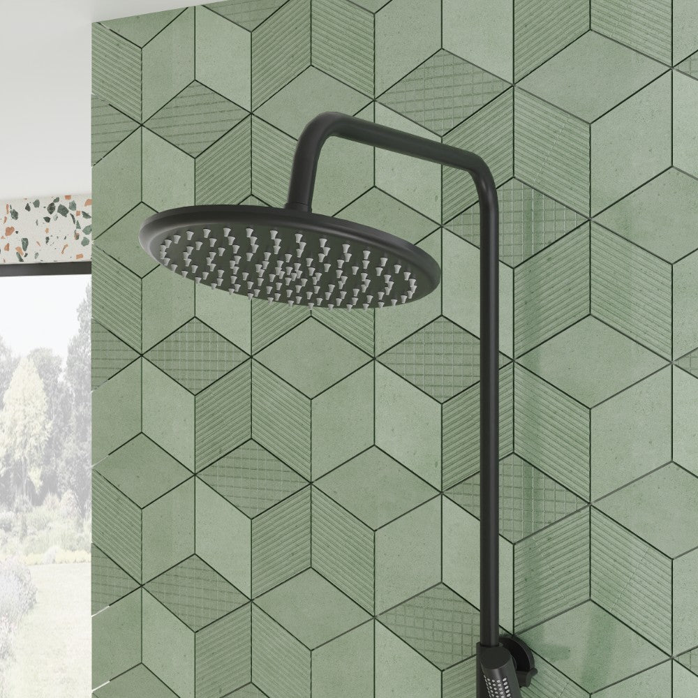 Scudo Core Black Round Rigid Riser Shower lifestyle 4