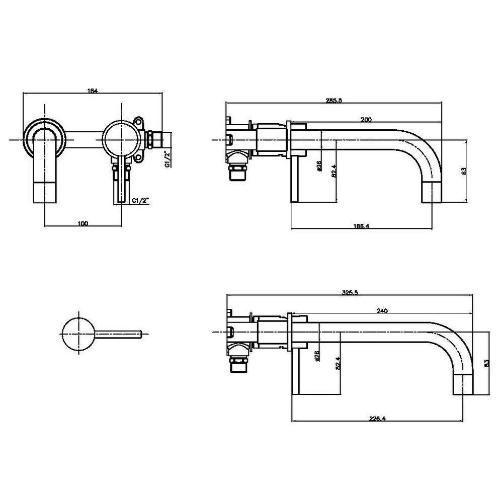 NU-014-V2 Scudo Core Black Wall Mounted Basin Tap (2)