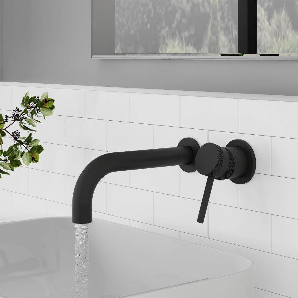 Scudo Core Black Wall Mounted Basin Tap lifestyle 2