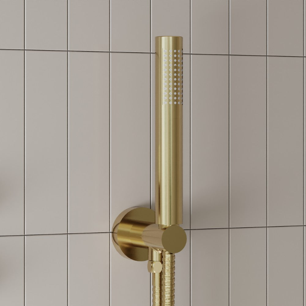 Scudo Core Brushed Brass Concealed Shower with Fixed Head and Handset lifestyle 3