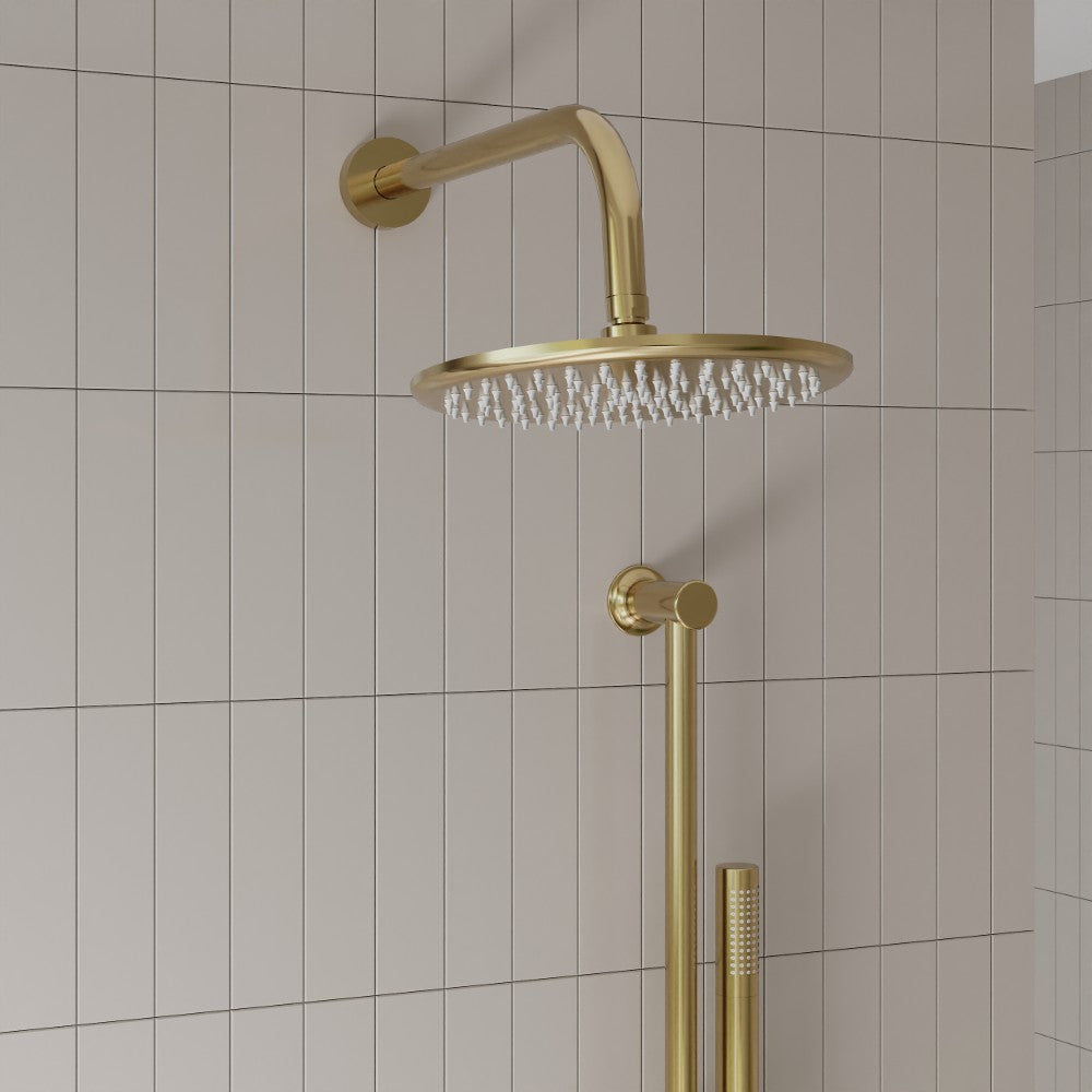 Scudo Core Brushed Brass Round Valve with Riser Kit and Head lifestyle 4