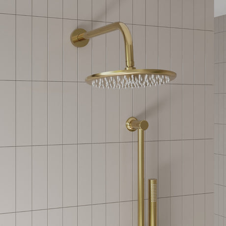 Scudo Core Brushed Brass Round Valve with Riser Kit and Head lifestyle 4