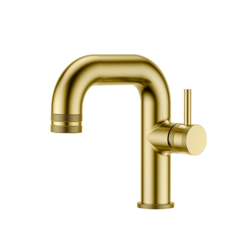 NU-045 Scudo Core Brushed Brass Side Lever Mono Basin Mixer