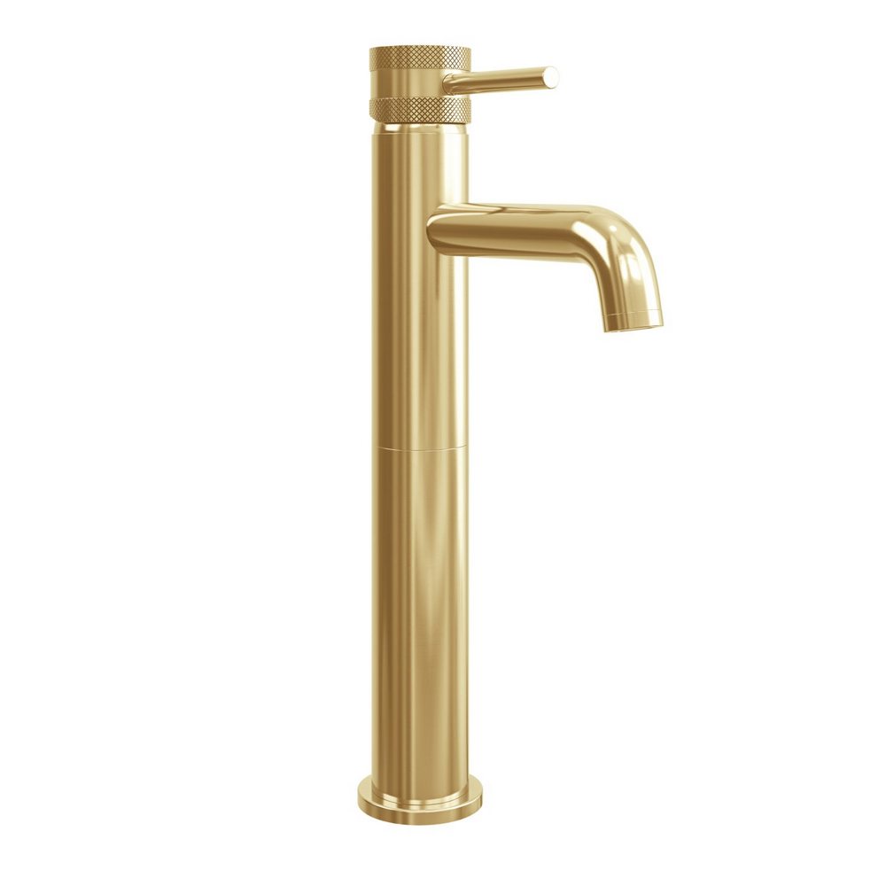 NU-006 Scudo Core Brushed Brass Tall Mono Basin Mixer (1)