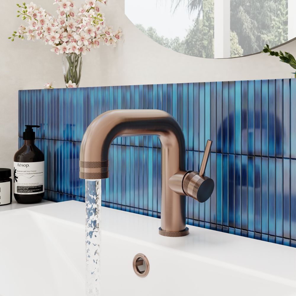 Scudo Core Brushed Bronze Side Lever Mono Basin Mixer lifestyle