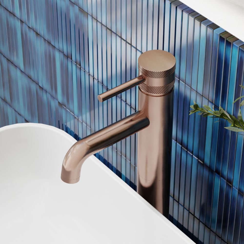 Scudo Core Brushed Bronze Tall Mono Basin Mixer lifestyle 3