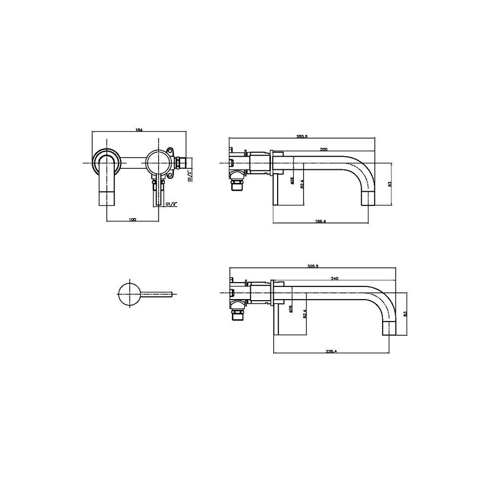 NU-040 Scudo Core Brushed Bronze Wall Mounted Basin Tap (3)