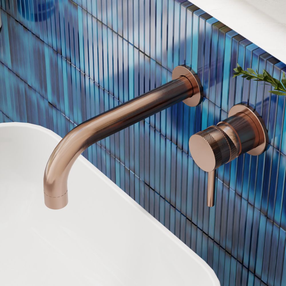 Scudo Core Brushed Bronze Wall Mounted Basin Tap lifestyle 2