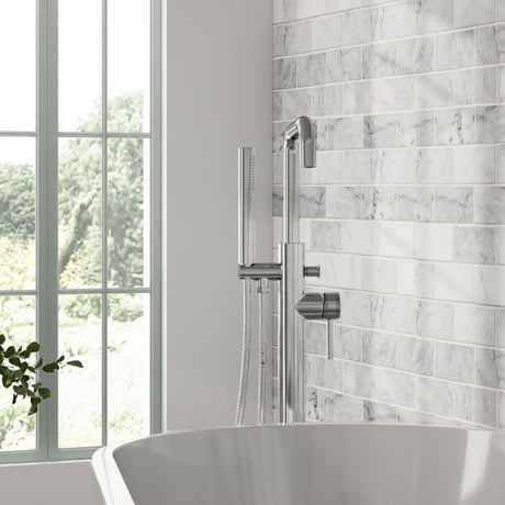 Scudo Core Chrome Freestanding Bath Shower Mixer lifestyle 2