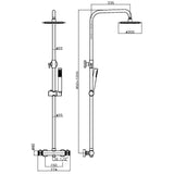 NU-035 Scudo Core Gunmetal Round Rigid Riser Shower Line Drawing