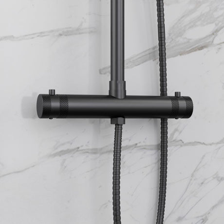 Scudo Core Gunmetal Round Rigid Riser Shower lifestyle 3